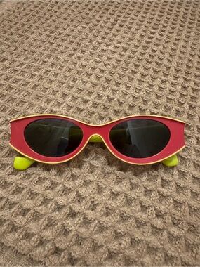 Pink and Lime Cat-Eye Sunglasses - Stylish UV Shades
